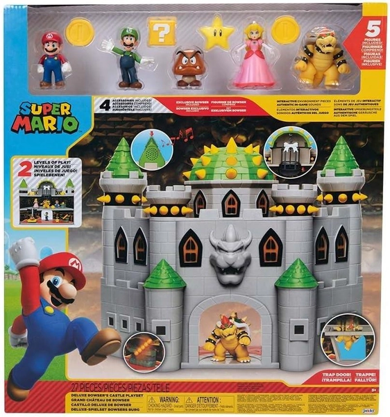 Nintendo Super Mario Bowser Castle Playset With 5 Super Mario Figures inc. Bowser, Mario, Luigi, Princess Peach, and Goomba