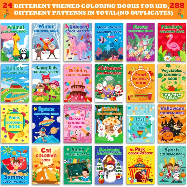 48 pack small coloring books set for kids 24 coloring books and stacking crayons set   for kids ages 4 8   mini coloring books for birthday party gifts goodie bags stuffers - arts, crafts & sewing - temu Temu