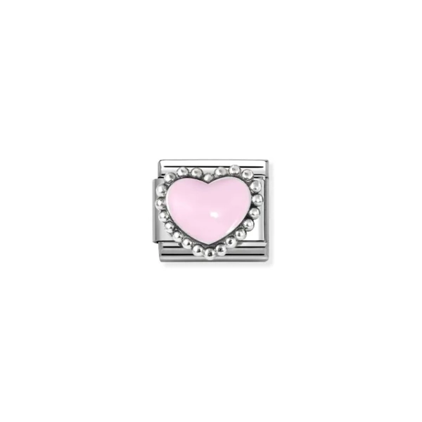 Link Composable Classic Cuore Rosa con bordo in argento