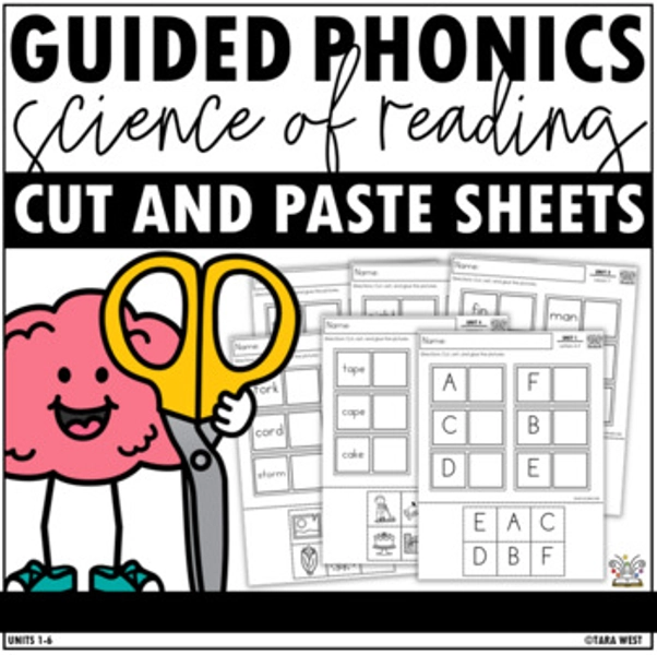 Guided Phonics + Beyond Science of Reading SOR Phonics Cut and Paste Sheets