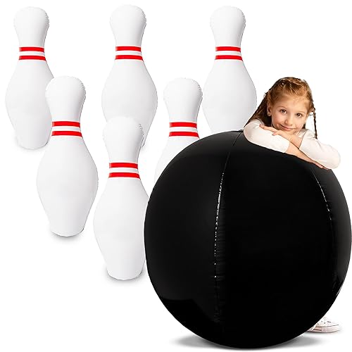 Island Genius Giant Inflatable Bowling Set - Jumbo Bowling Game for Indoor/Outdoor Lawn Parties, Kids 3-6 Years