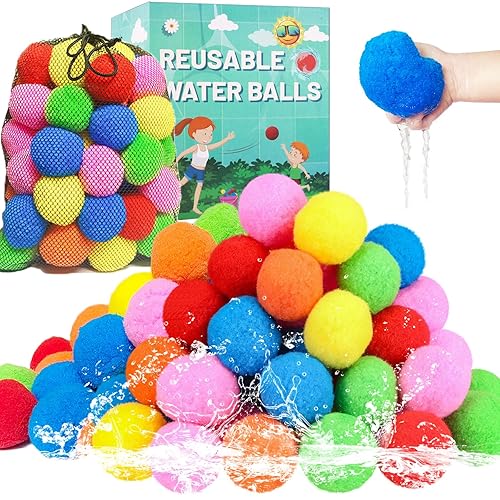 90 Pcs Reusable Water Balls, Reusable Water Balloons for Outdoor Toys and Games, Water Toys for Kids and Adults Boys and Girls - Summer Toys Ball for Pool and Backyard Fun - Multicolor 90