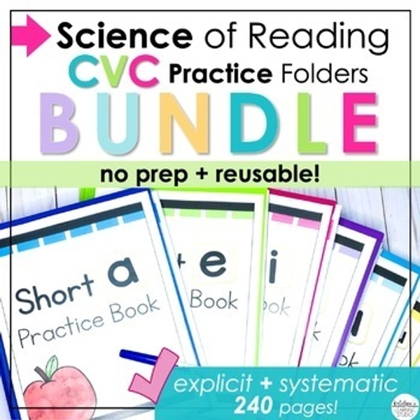 CVC Words Worksheets and Assessment Folders - Short Vowel Review Activities