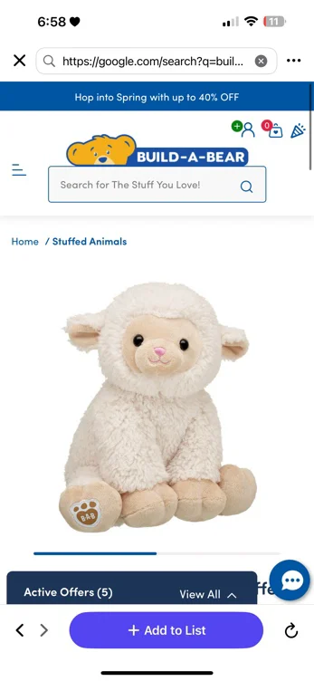Swirly Clouds Lamb Easter Stuffed Animal