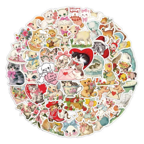 50PCS Creative Vintage Animals Clipart Handbooks DIY Phone Cases Water Cups Refrigerator Desktop Stickers - AliExpress 21