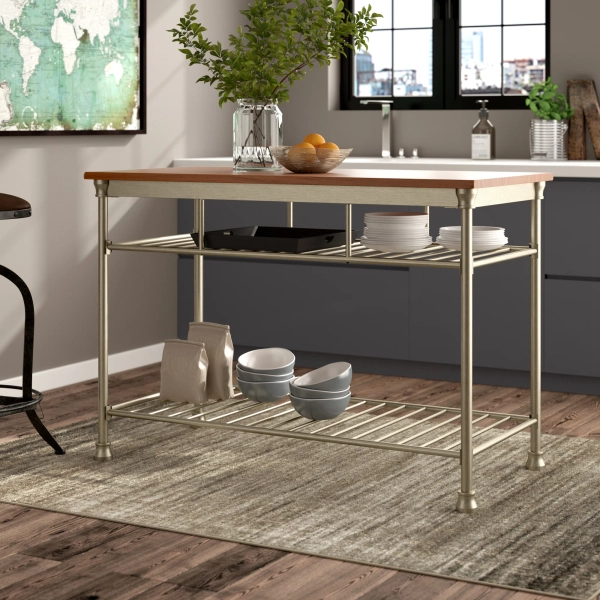 Alcott Hill® Dores Kitchen Island Prep Table with Manufactured Wood | Wayfair