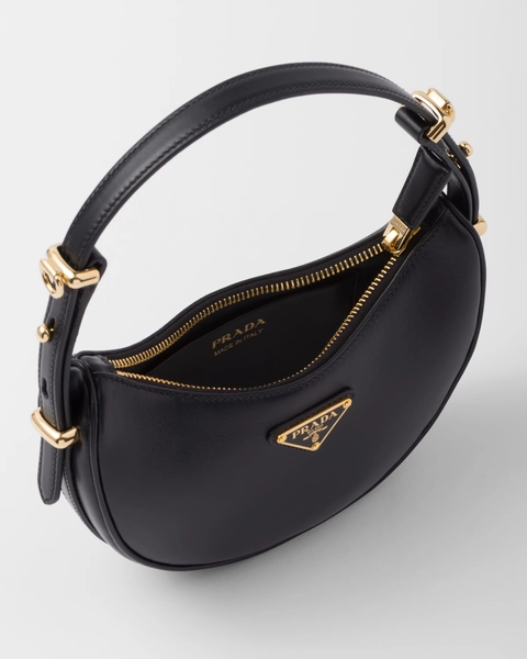 Black Prada Arqué Leather Mini Shoulder Bag | PRADA