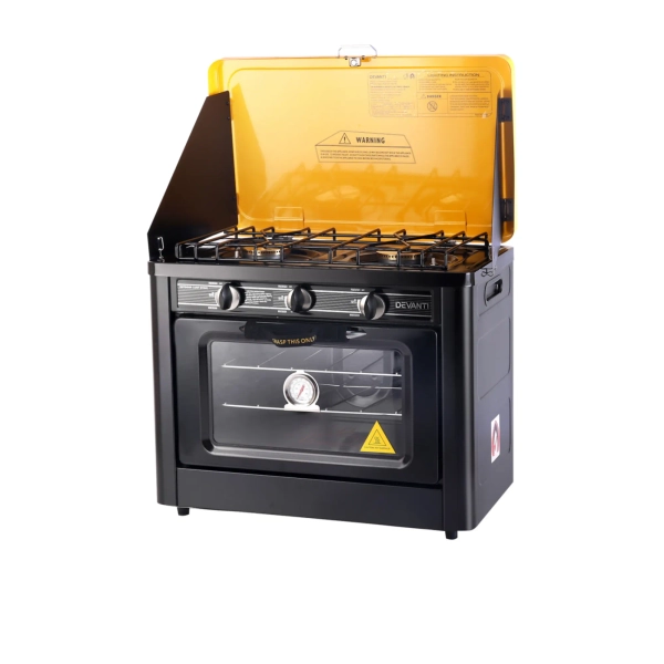 Devanti Portable Gas Camping Oven 74L Black