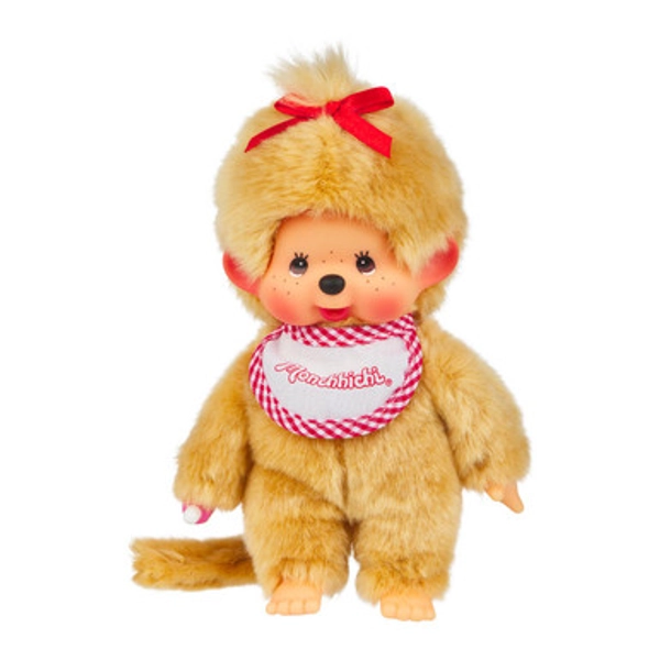 Sekiguchi Monchhichi Beige Girl With Bib - Red/White