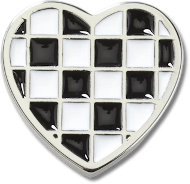 Silver Checkerboard Heart croc charm
