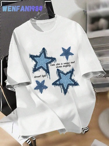 Men's Creative Star Pattern Print Fashion Summer Short-Sleeved T-Shirt