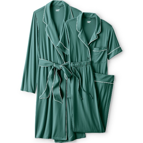 Women's Cooling 3 Piece Pajama Set - Robe Top and Pants