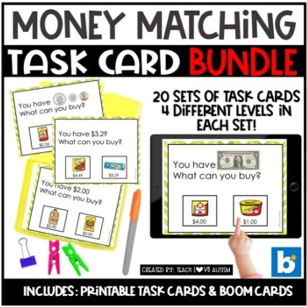 What Can I Buy? Counting Money Task Cards | Task Boxes Bundle