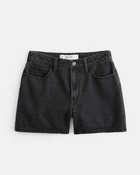 Women's High-Rise Washed Black Relaxed Denim Shorts 5" | Women's Bottoms | HollisterCo.com