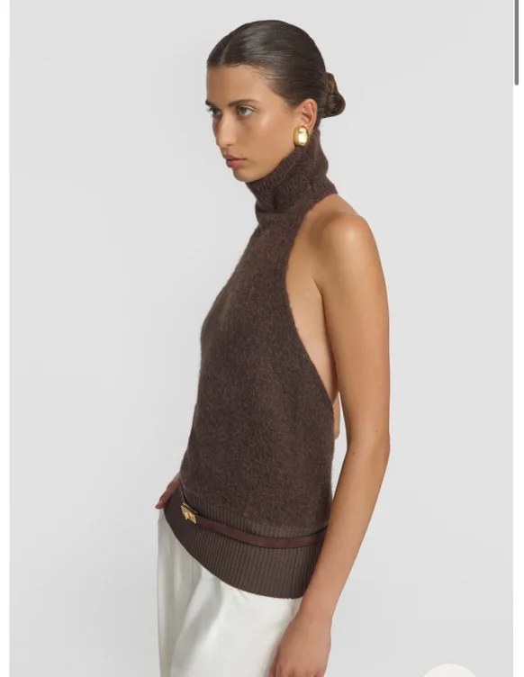 Alberta Knit Top IN BROWN | TOPS | VIKTORIA & WOODS - Viktoria & Woods