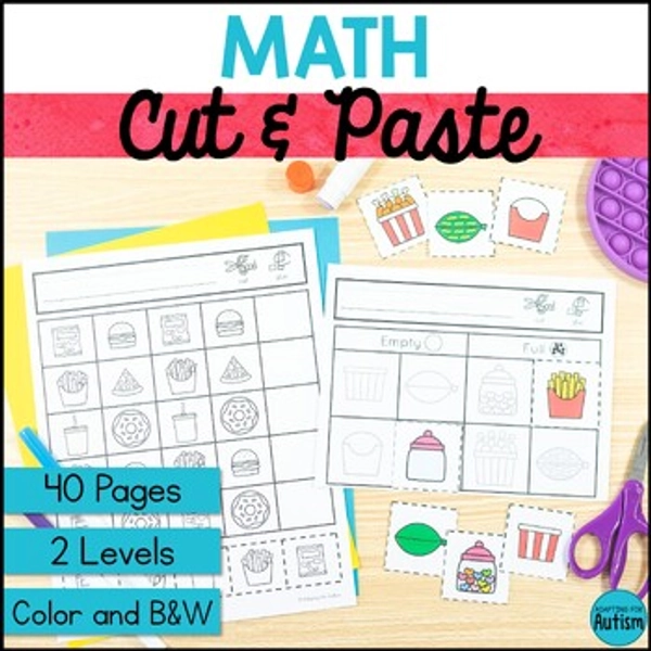 Cut and Paste Math Activities for Special Education - Autism Math Worksheets