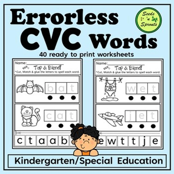 Errorless CVC Words for Kindergarten & Special Education