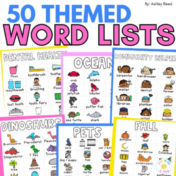 50 Themed Word Lists for Your Preschool Pre-K Kindergarten Writing
