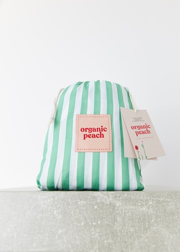 Standard Cot Waterproof Fitted Sheet - Green Stripe