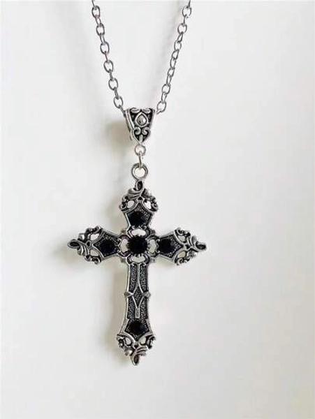 ROMWE Goth 1 pieza Collar moda aleación de zinc accesorio cruzado para mujeres para decoración diaria