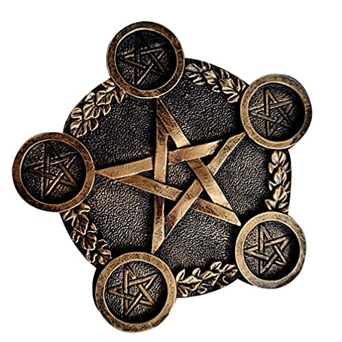 NUOBESTY Star Candle Holder Astrology Pentacle Altar Plate Resin Tealight Holder Tray Witchcraft Altar Supplies for Witchcraft Wiccan Tarot Supplies