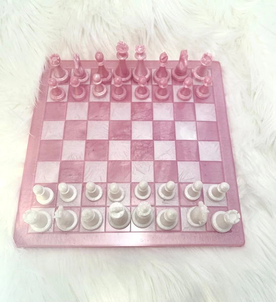 Pearlescent Pink and Pearl White Resin Chess Set, Resin Chess Board, Pink and White Chess, Pink Board Games, Checkers Game, Checkers Set - Etsy