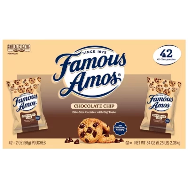 Famous Amos Chocolate Chip Cookies, 2 oz., 42 pk. - Sam's Club
