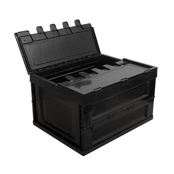 Folding Storage Box Workshop Container 53L Black 5pcs - Stanley Packaging