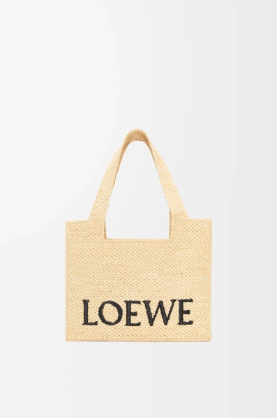 Medium LOEWE Font tote in raffia