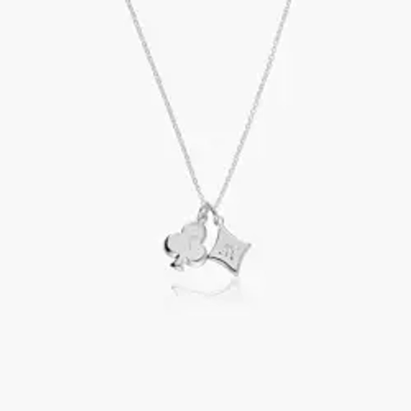 Willow Card Initials Necklace with Diamond - Silver