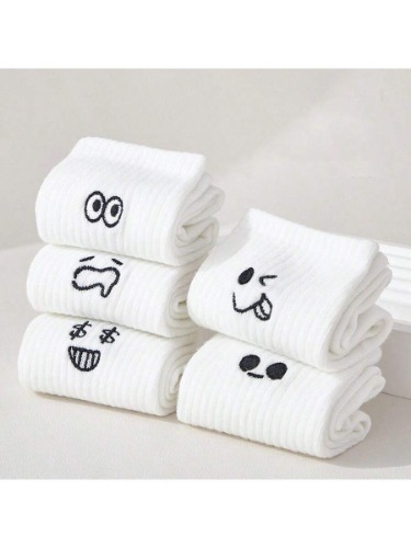 5 Pairs Women's Casual Cartoon Graphic Breathable Soft Ankle Socks, Suitable For Autumn And Winter