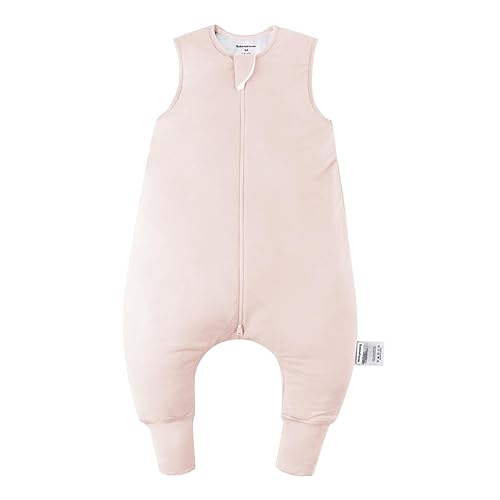BubblePanda Rayon Made from Bamboo Toddler Sleep Sack with Feet 12-24 Months 1.0 Tog Ultra Soft Toddler Sleeping Sack 1t-2t Sleep Bag Walker Quilted Wearable Blanket with Legs 2-Way Zipper Lightweight - M(1-2T) - Pink