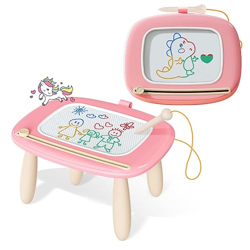 Kikidex Magnetic Drawing Board, Toddler Girl Toys for 1-2 Year Old, Doodle Board Pad Learning and Educational Toys for 1 2 3 Year Old Baby Kids Birthday Gift(Soft Pink) - Soft Pink