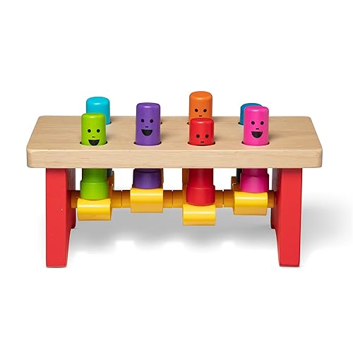 Melissa & Doug Deluxe Pounding Bench Wooden Preschool Learning Toy With Mallet - Standard