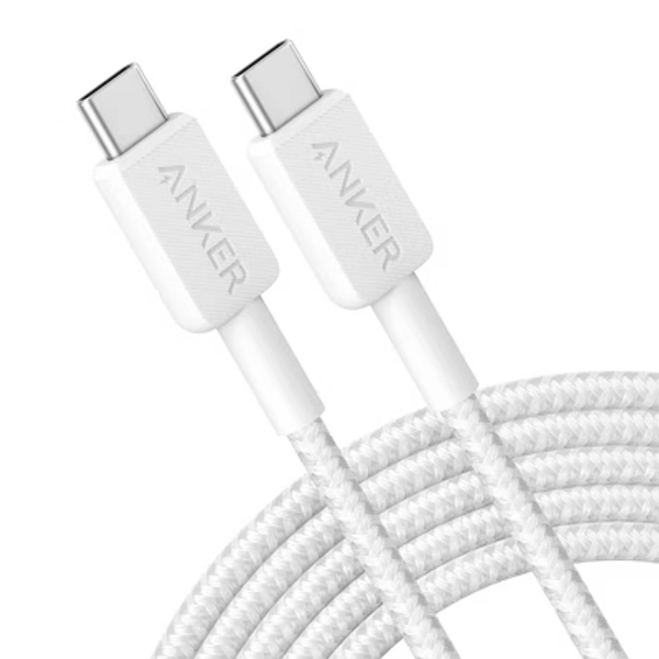 Anker 10' 60W Braided USB-C to USB-C Max Fast Charging Cable - White