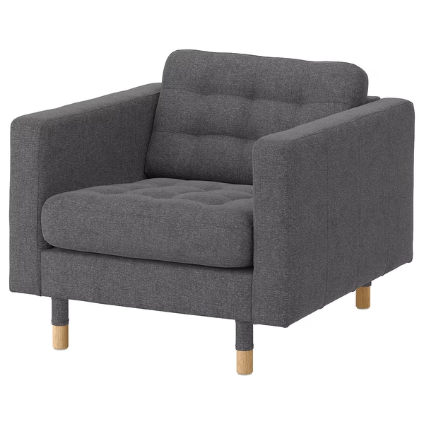 MORABO armchair, Gunnared dark gray/wood - IKEA CA