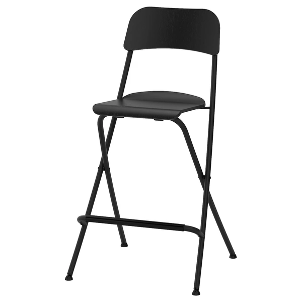 FRANKLIN bar stool with backrest, foldable, black/black, 63 cm (243/4") - IKEA CA