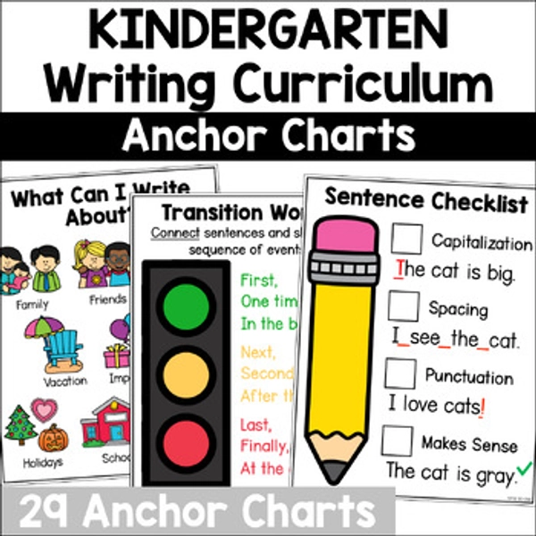 Kindergarten Writing Curriculum: Writing Anchor Charts | Writing Posters 