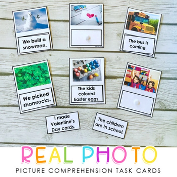 Picture Comprehension Task Cards with Real Photos for Special Education