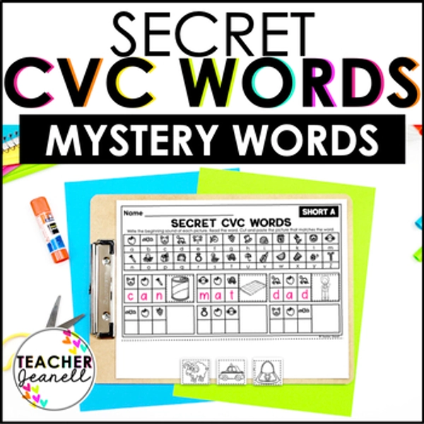 Secret CVC Words - CVC Mystery Words Phonemic Awareness Activities