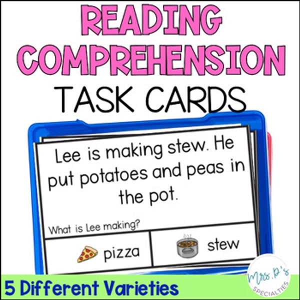 Reading Comprehension Task Cards - Leveled - Visual Supports