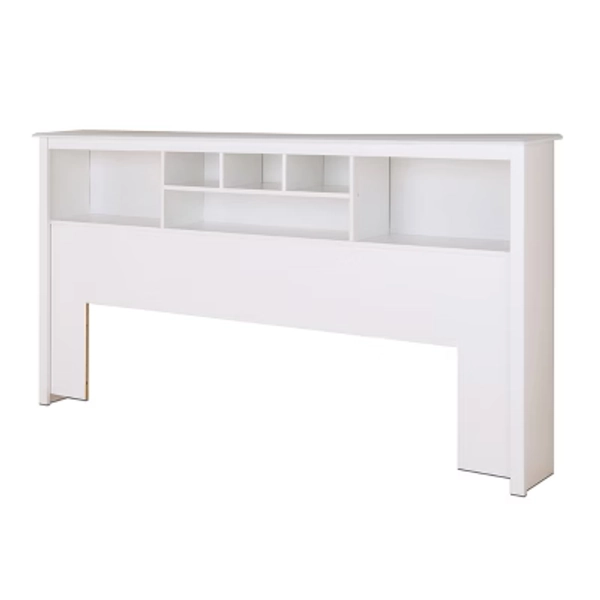 King Bookcase Headboard White - Prepac: Freestanding Storage Design, 6 Compartments