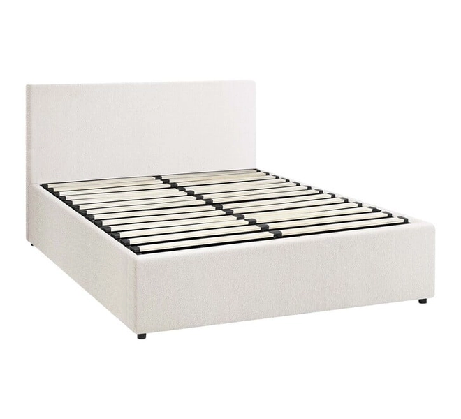 Elena Queen Boucle Gas Lift Bed Frame with Storage