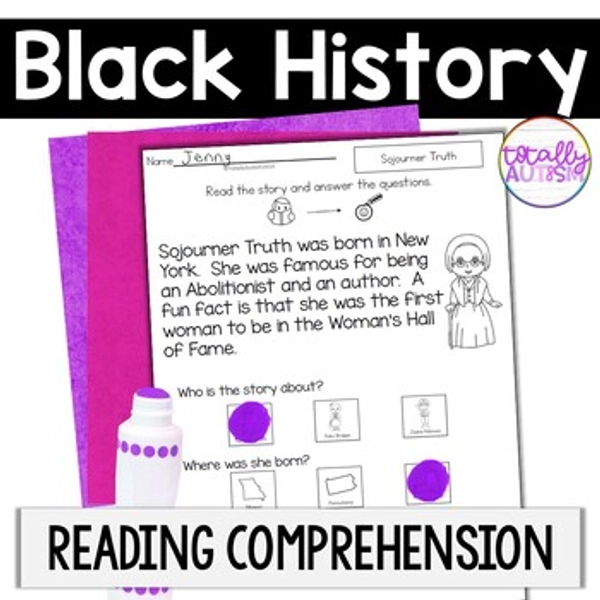 Black History Month Reading Comprehension Autism Worksheets Special Education