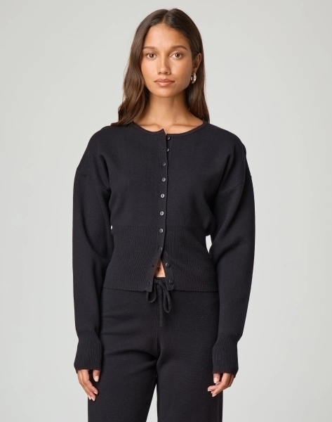 Rib Waist Knit Cardigan
