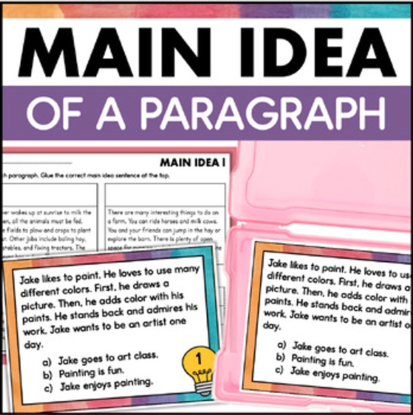 MAIN IDEA 2nd Grade Reading Comprehension Task Cards Worksheets Central Idea