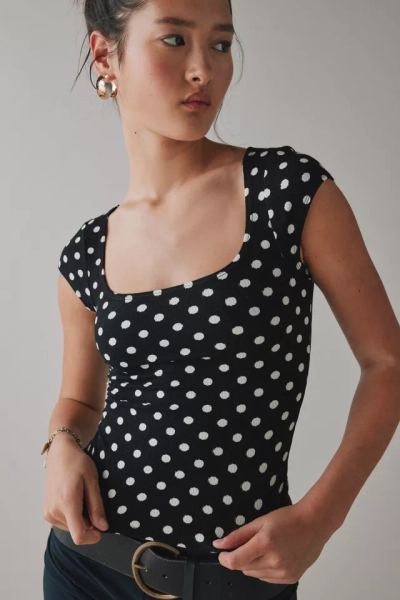 BDG Drew Cap Sleeve Square Neck Cropped Tee