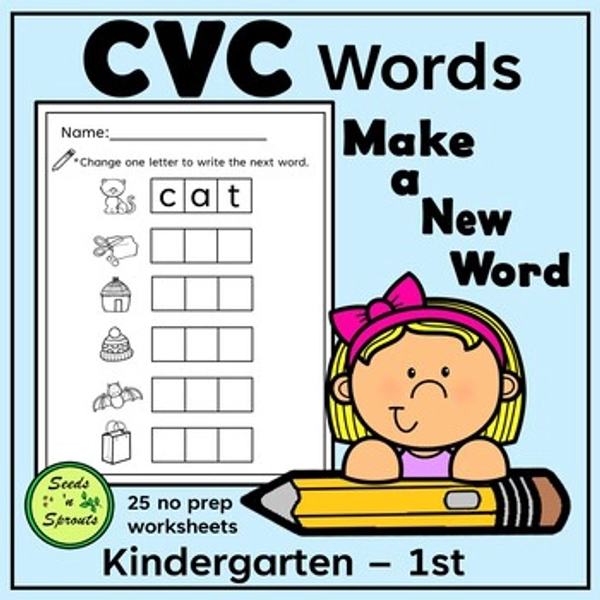 CVC Words:  Make a New Word for Kindergarten-1st