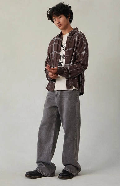 Blake Extreme Baggy Jeans Knee Dart Washed Black
