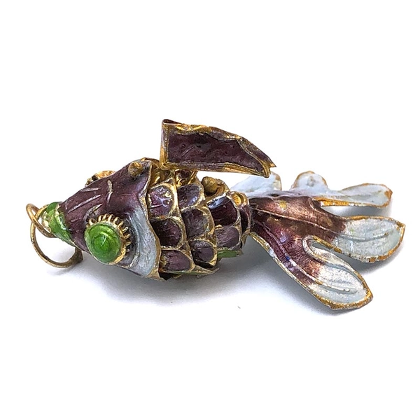 Brass Vintage Fish Pendant 48x24mm (1) Dark Amethyst